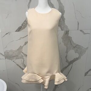 Chicwish Beige Sleeveless Mini Dress Ruffle Skirt Hemline